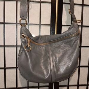 Elizabeth & James Gray Leather Shoulder Bag